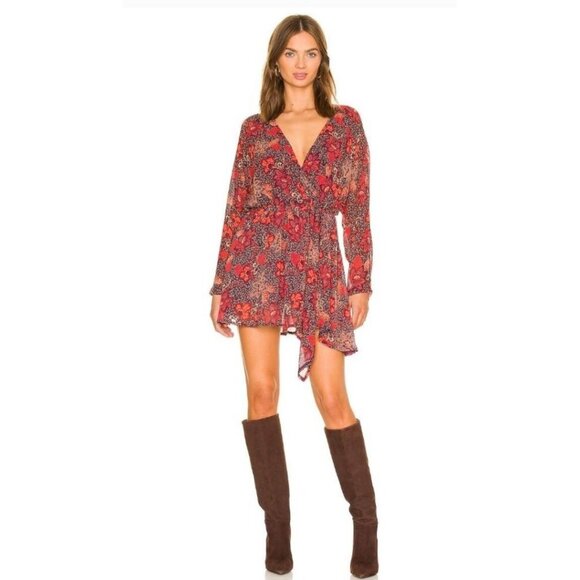 Free People Dresses & Skirts - Free People Teegan Peach Mini Boho floral Dress size Medium coastal cowgirl